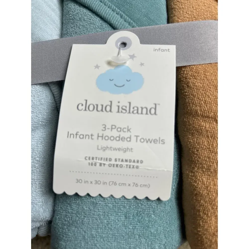 Cloud Island 3 pack infant hooded towels